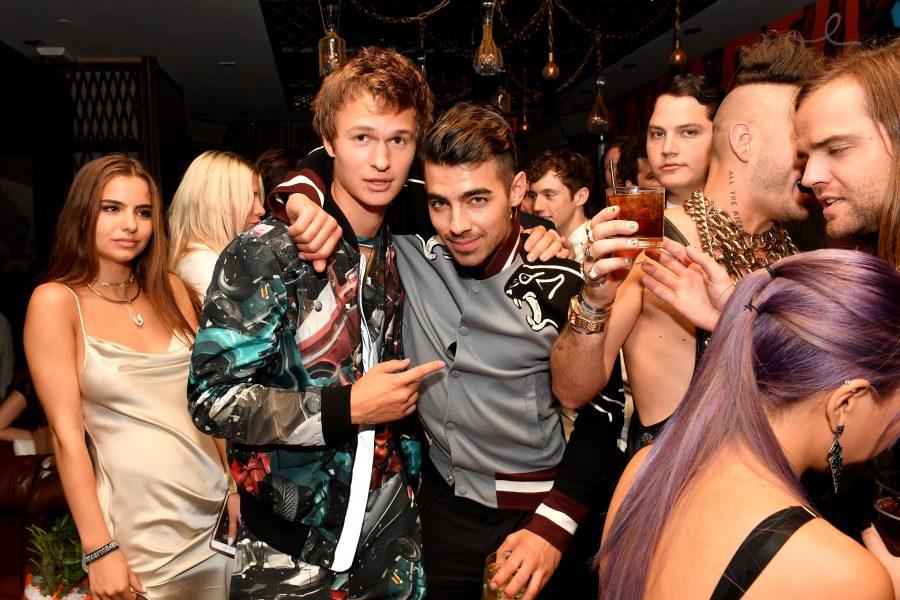 NEW YORK, NY - AUGUST 29: Island Records Artist Ansel Elgort (L) and Joe Jonas attend a celebration with Republic Records and Guess after the 2016 MTV Video Music Awards at Vandal with cocktails by Ciroc on August 28, 2016 in New York City. (Photo by Slaven Vlasic/Getty Images for Republic Records)