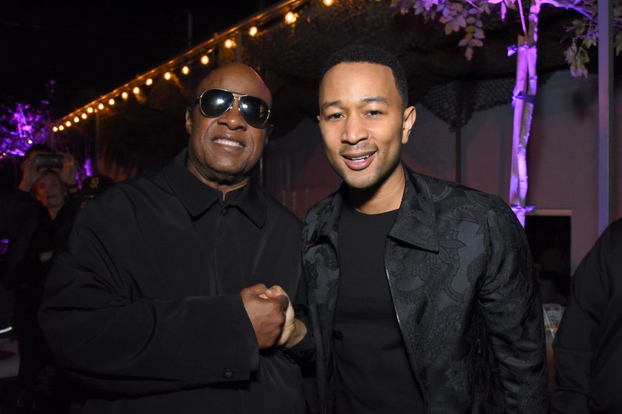 LOS ANGELES, CA - NOVEMBER 16: Stevie Wonder and John Legend attend the John Legend performance at The Underground Museum for Belvedere DARKNESS AND LIGHT listening event on November 16, 2016 in Los Angeles, California. (Photo by Araya Diaz/Getty Images for Columbia Records)