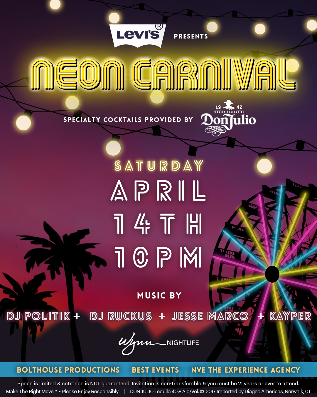 The Levi’s Brand Presents Neon Carnival with TEQUILA DON JULIO During
