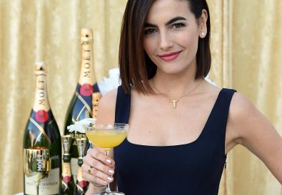 BEVERLY HILLS, CA - DECEMBER 13:  Camilla Belle poses with the signature cocktail for the 2019 Golden Globes, The Moet Belle, on display at the 76th Golden Globe Awards Show Menu Unveiling at The Beverly Hilton Hotel on December 13, 2018 in Los Angeles, California.  (Photo by Michael Kovac/Getty Images for Moet & Chandon)
