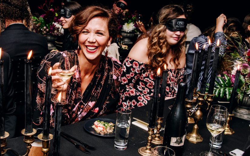 Maggie Gyllenhaal toasts at the debut of Eternally Silenced pinot noir by The Prisoner Wine Company Sept 24 2019 - CREDIT NINA WESTERVELT