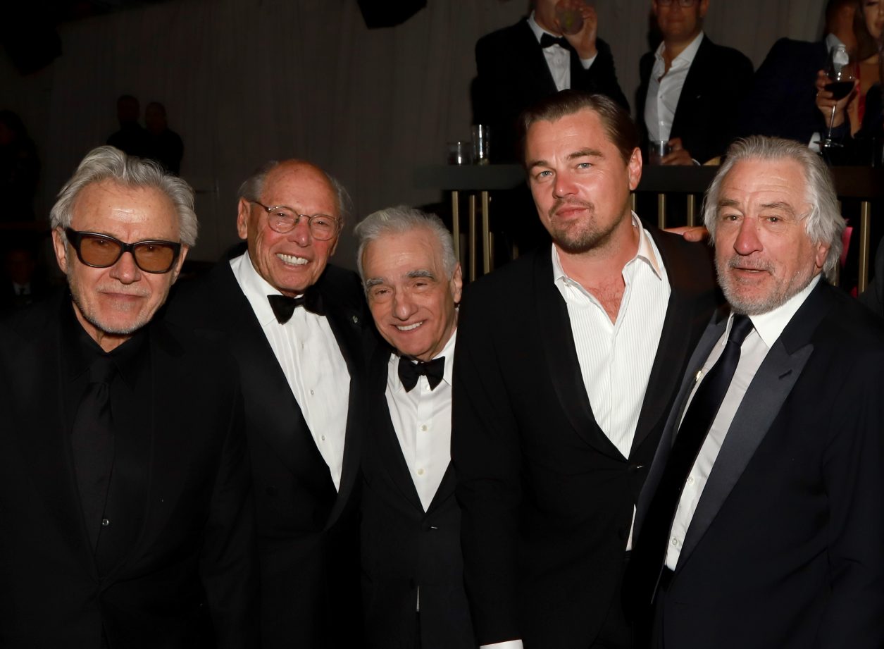 LOS ANGELES, CALIFORNIA - JANUARY 05: (L-R) Harvey Keitel, Irwin Winkler, Martin Scorsese, Leonardo DiCaprio, and Robert De Niro attend the Netflix 2020 Golden Globes After Party on January 05, 2020 in Los Angeles, California. (Photo by Arnold Turner/Getty Images for Netflix)