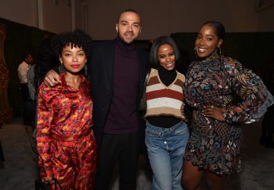 WEST HOLLYWOOD, CALIFORNIA - FEBRUARY 06: (L-R) Logan Browning, Jesse Williams, Taylour Paige and Ashley Blaine Featherson attend Grey Goose Toasts To A Year Of Victorious Filmmaking at The MACRO Pre-Oscars Party at Fig & Olive on February 06, 2020 in West Hollywood, California. (Photo by Michael Kovac/Getty Images for Grey Goose)